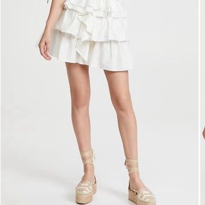 NWT Ulla Johnson Alyssa skirt. Tiered ruffles with embroidered detail